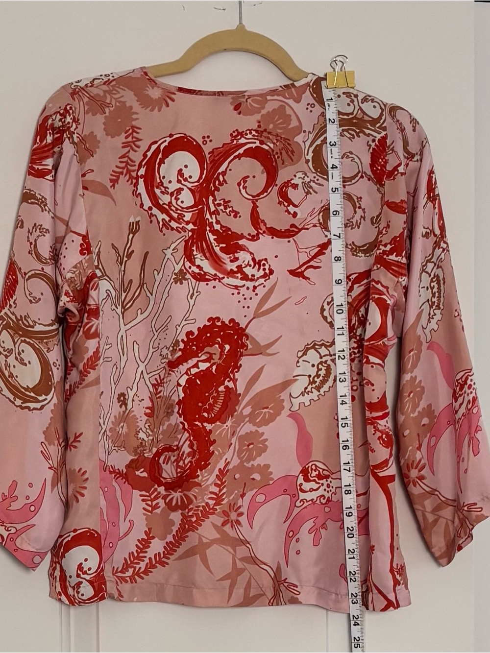 Nieves Lavi Coral Botanical Print Silk Tunic Blouse S/M - Picture 3 of 4